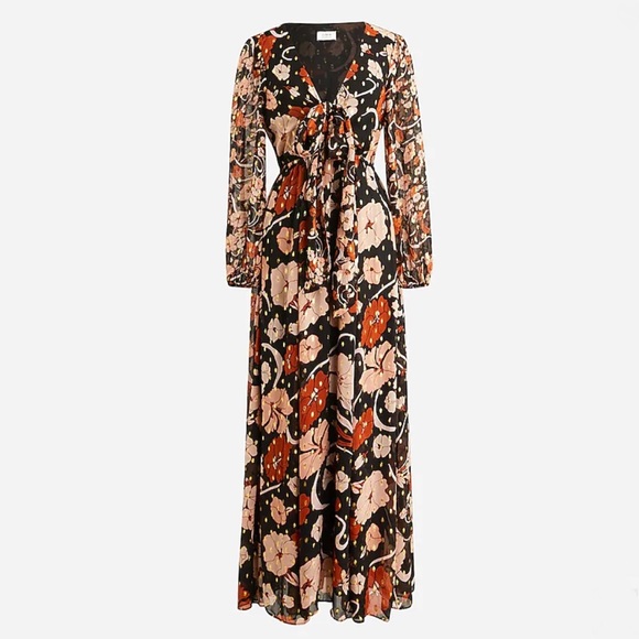 J. Crew Tie-front Lurex® dress in mixed print - Picture 2 of 4